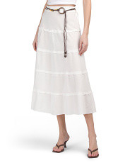 Linen Blend Midi Skirt With Belt | Shorts & Skirts | Marshalls | Marshalls