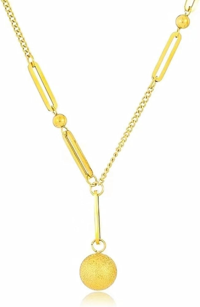 14K Gold Plated Ball Pendant Chain Necklaces for Women Stainless steel Matte Ball Link Choker Nec... | Amazon (US)