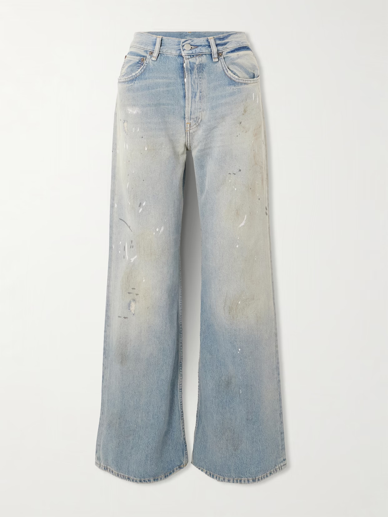 Acne Studios - 2021 Distressed Mid-rise Straight-leg Organic Jeans - Blue | NET-A-PORTER (US)