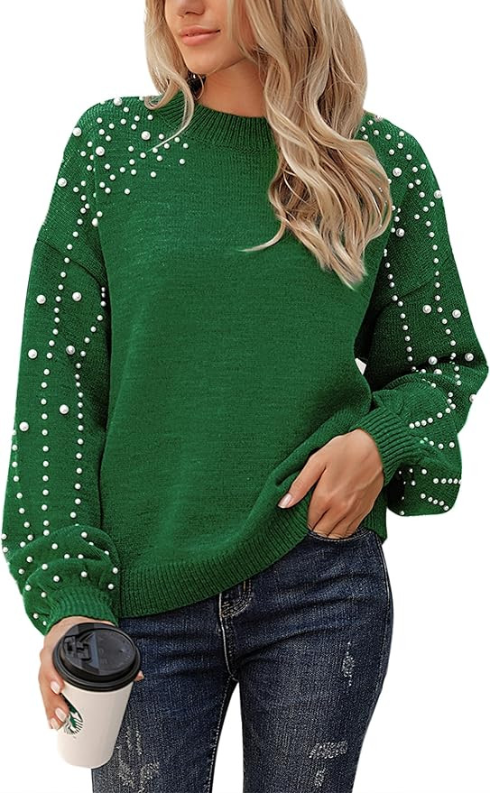 Blooming Jelly Women's Chunky Sweater Crewneck Sweatshirt Knit Lantern Sleeve Oversized Pullover ... | Amazon (US)