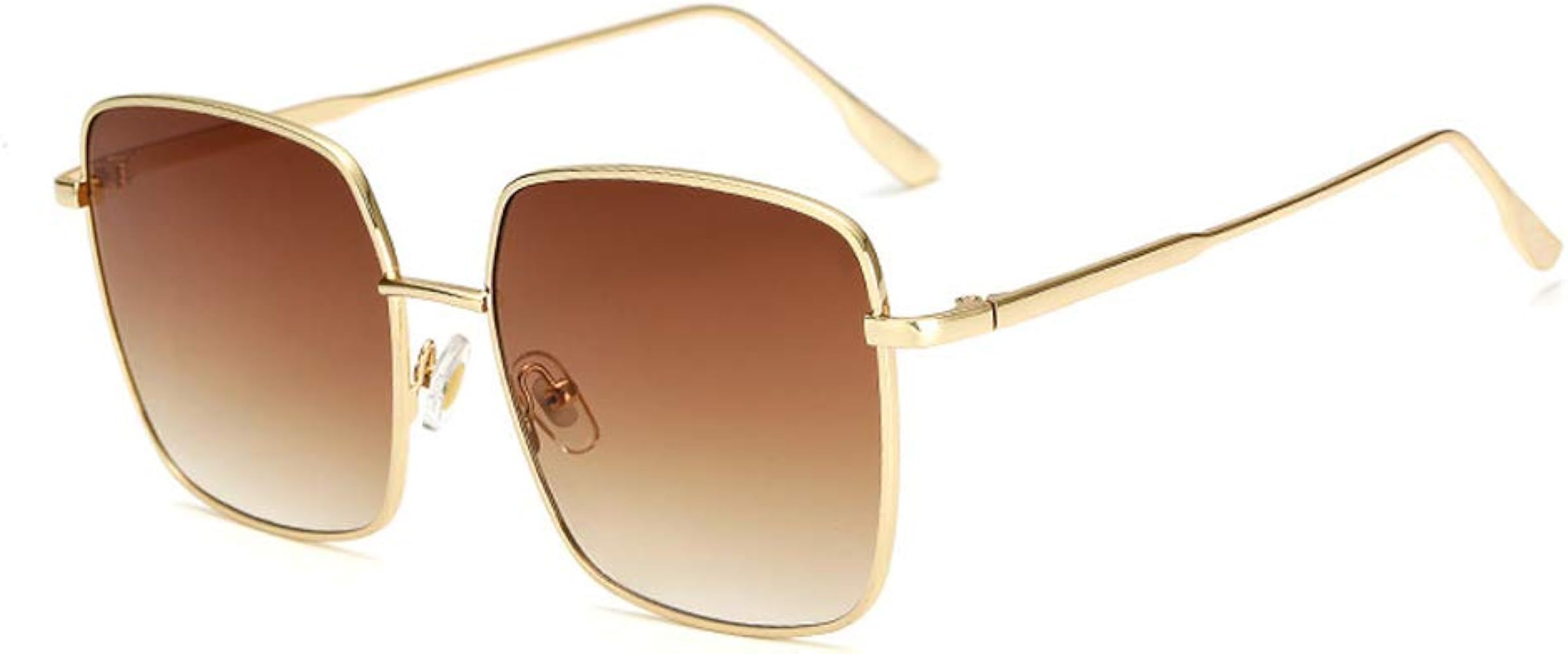 Amazon.com: QECEPEI Retro Oversized Sunglasses for Women Square Metal Frame Non Polarized Lenses,... | Amazon (US)