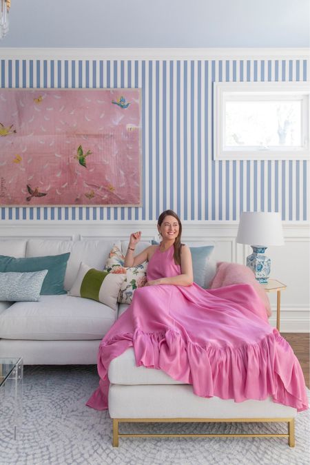 Azeeza gown in our living room. Love this pink dress! I went down a size. 

#LTKFind #LTKSeasonal #LTKwedding