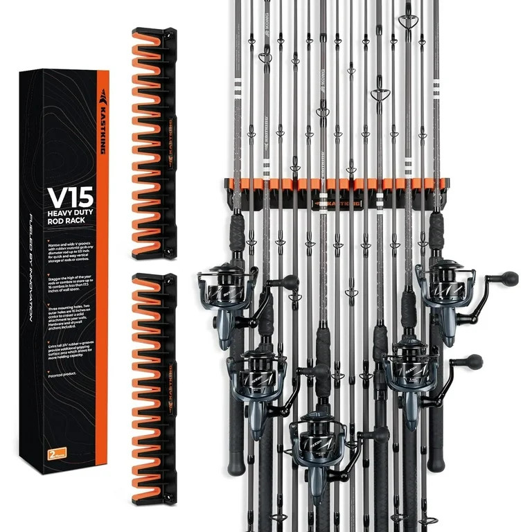 KastKing V15HD Heavy Duty Vertical Rod Holder, Wall Mount, Holds 30 Rods, 2-Pack | Walmart (US)