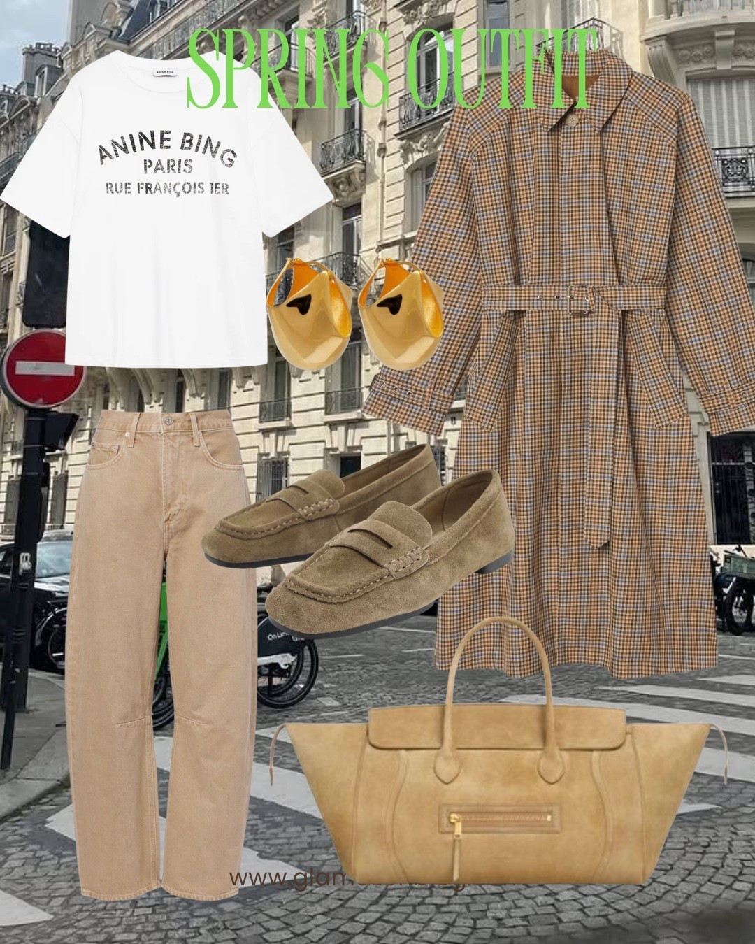 Spring outfit, beige jeans, anine bing tshirt, Khaite, spring coat, trench coat, celine suede bag, celine luggage, Mytheresa 

#LTKhaul #LTKootd #LTKUK