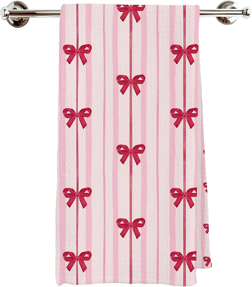 Coquette Red Bow Valentine's Day Kitchen Towels, Valentine's Day Gifts for Her Wife, Preppy Pink ... | Amazon (US)