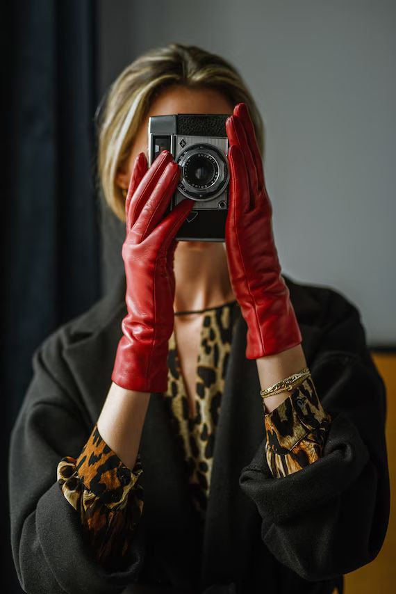 Marsala  Women's Minimalist Leather Gloves in Red Nappa | Etsy | Etsy (US)