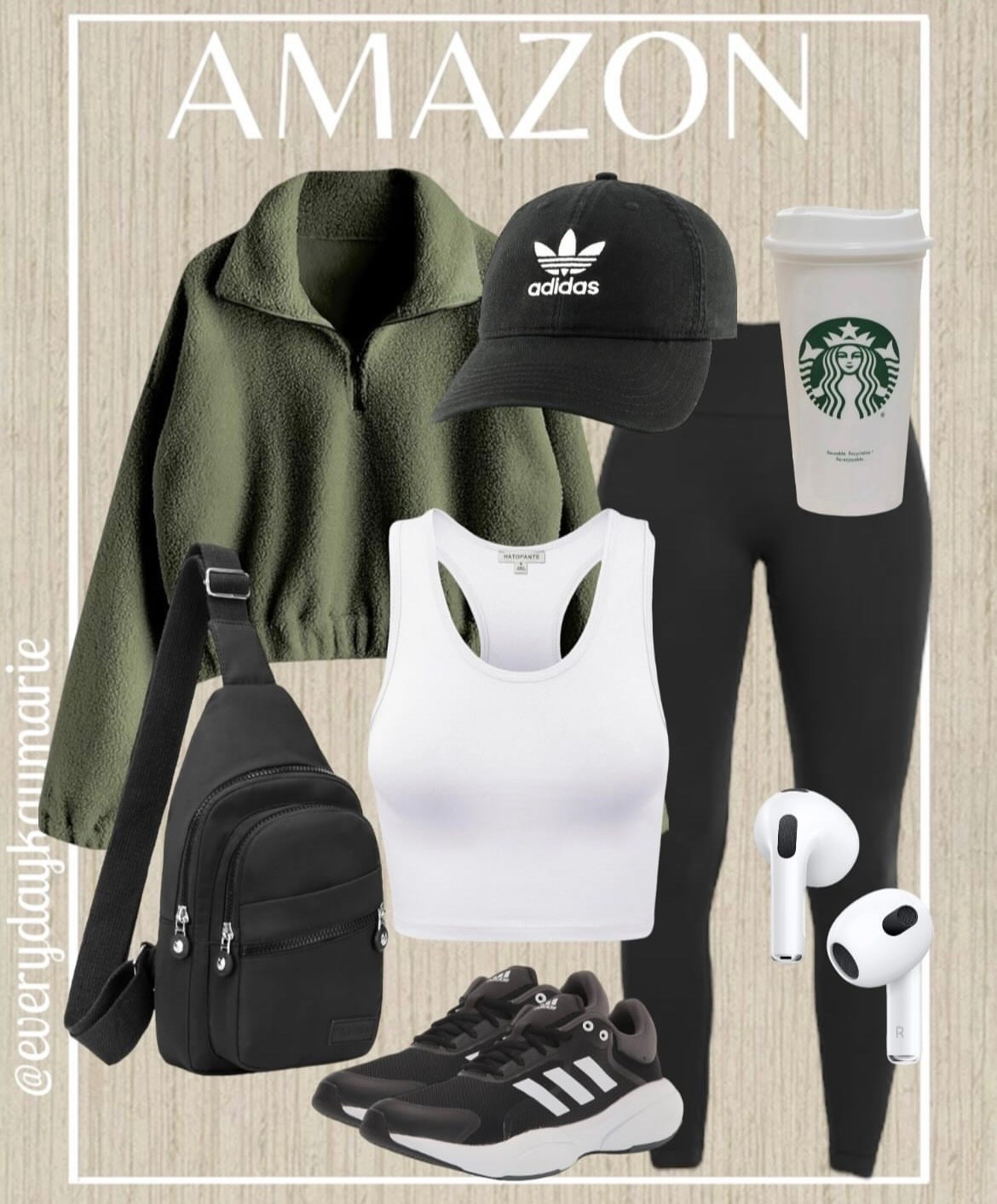 Airport outfit, casual outfit, street fashion, leggings, tank top, half zip cropped sweater, ball cap, Adidas, Crossbody bag, AirPods, sneakers



#LTKActive #LTKTravel #LTKStyleTip