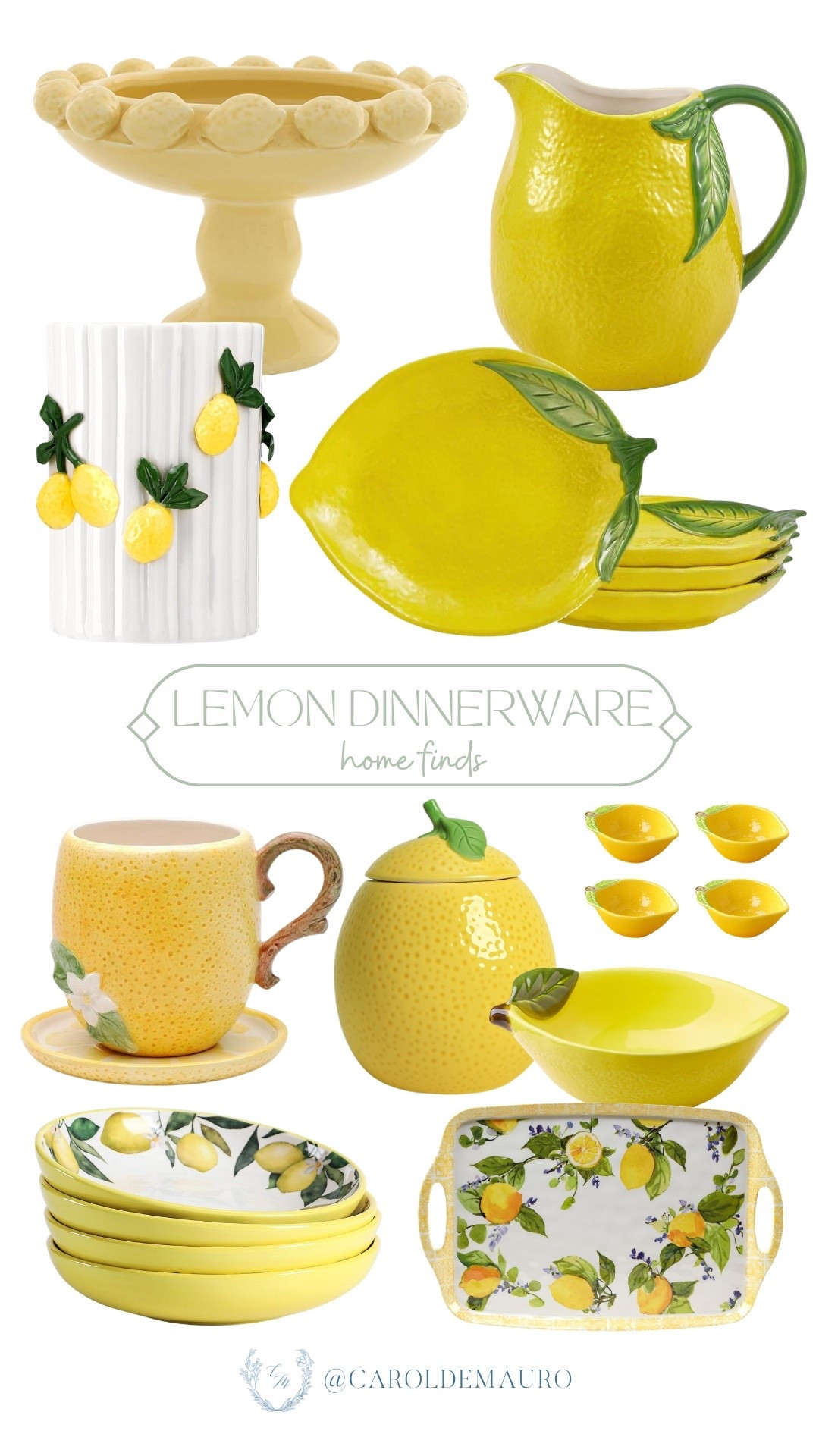 Lemon dinnerware is the kind of thing that just makes your table feel like summer all the time and this collection has every single piece you need.

summer table, tablescape, kitchen finds, home decor finds, dining decor, hosting must haves

#LTKHome
