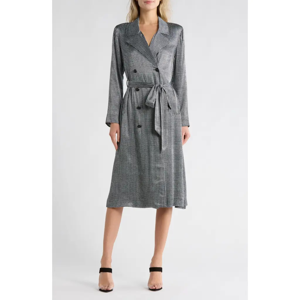 L'AGENCE Moda Glen Plaid Trench Coat in White/Black Glen Plaid at Nordstrom Rack, Size Xx-Small | Nordstrom Rack