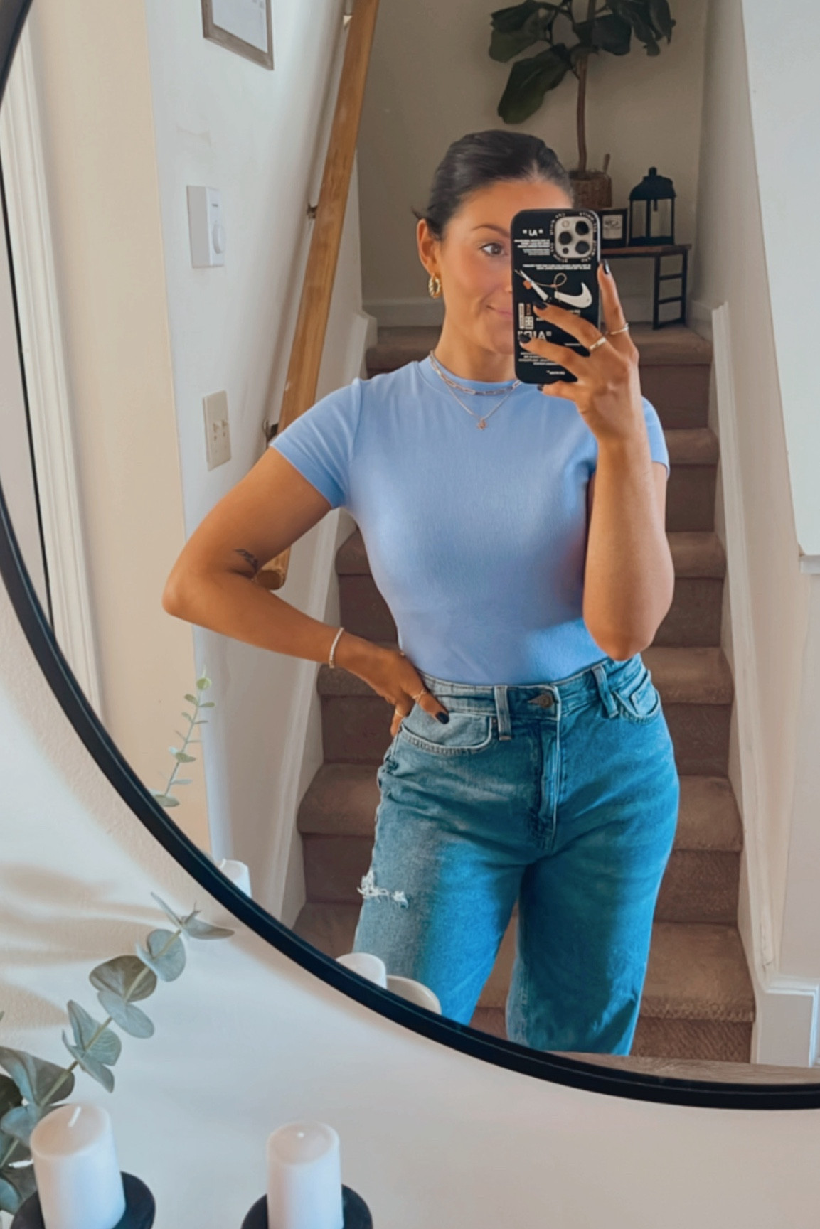 Full target fit 

Wearing size sx in the ribbed tee + a 2 in the denim 🌸