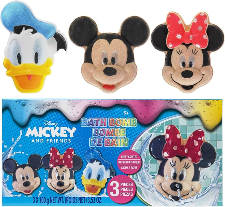 Mickey Minnie and Donald Duck Bath Bombs for Kids, Fun Bright Rainbow Colors, Berry Scented for K... | Amazon (US)