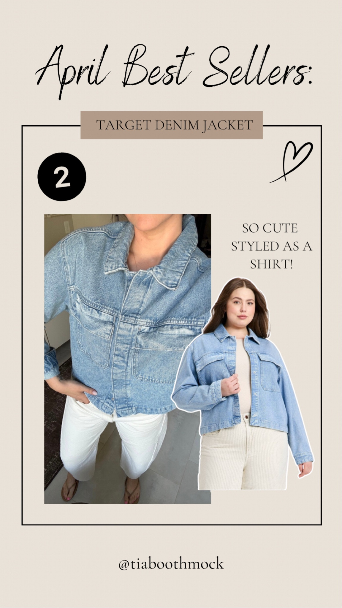Loving this @Target denim jacket! Light weight for summer too!

#LTKSeasonal #LTKMothersDay #LTKootd