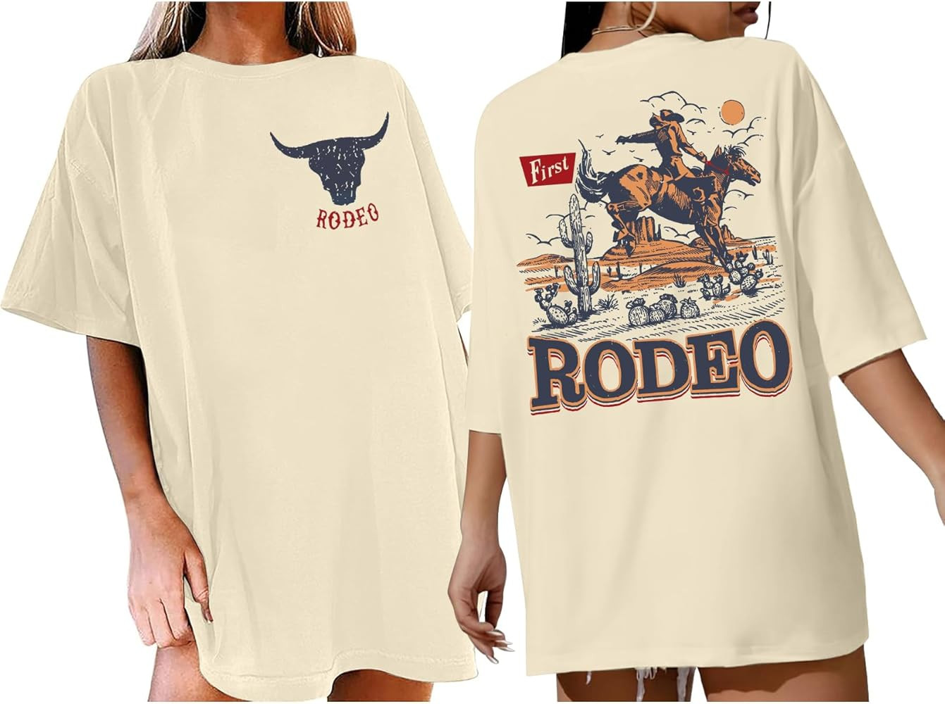 Oversized Western Graphic Shirt Women: Cowboys Country Music Shirt Casual Rodeo Howdy Tee Top | Amazon (US)