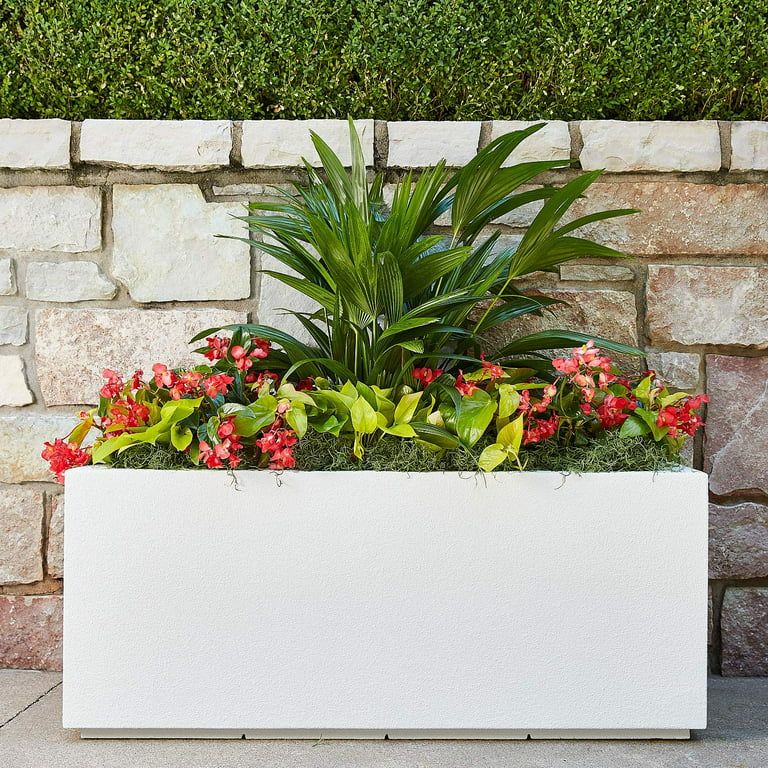 PolyStone Milan Tall Modern Outdoor/Indoor Rectangular Trough Planter, Lightweight, Heavy Duty, W... | Walmart (US)