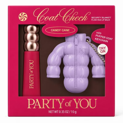 Party of You Security Blanket Lip Balm & Puffer Coat Key Chain - Candy Cane - 0.35oz | Target