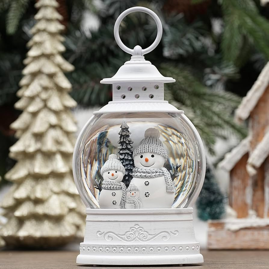 Christmas Snow Globe Lantern, Musical Lighted Snowman Snow Globes with 6H Timer, Battery & USB Op... | Amazon (US)