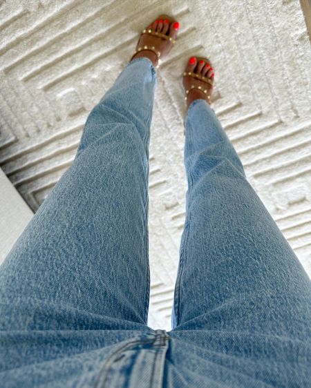 Straight ankle jeans size 23s super comfy studded heels 

#LTKunder100 #LTKsalealert #LTKunder50