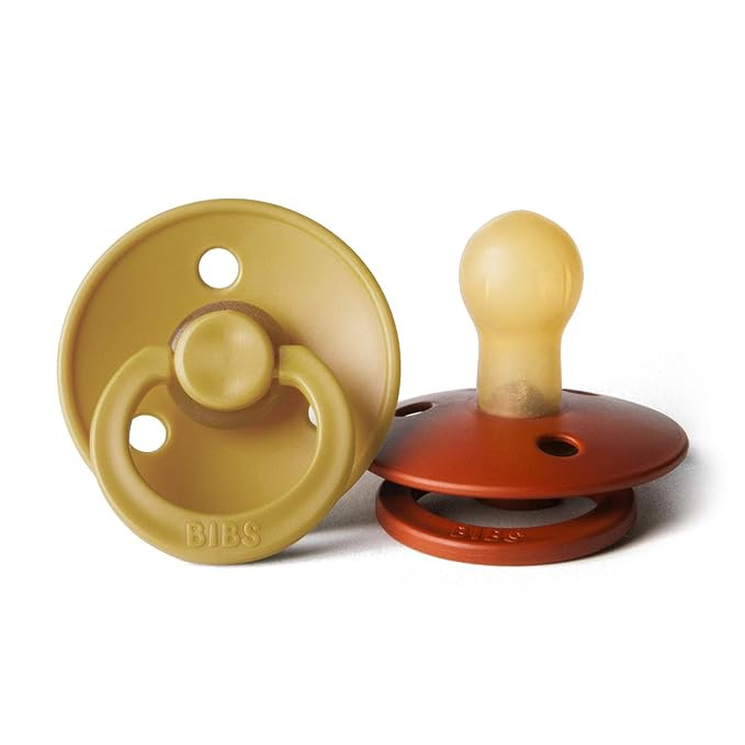 BIBS BPA-Free Natural Rubber Baby Pacifier | Made in Denmark (Mustard/Rust, 0-6 Months) 2-Pack | Amazon (US)