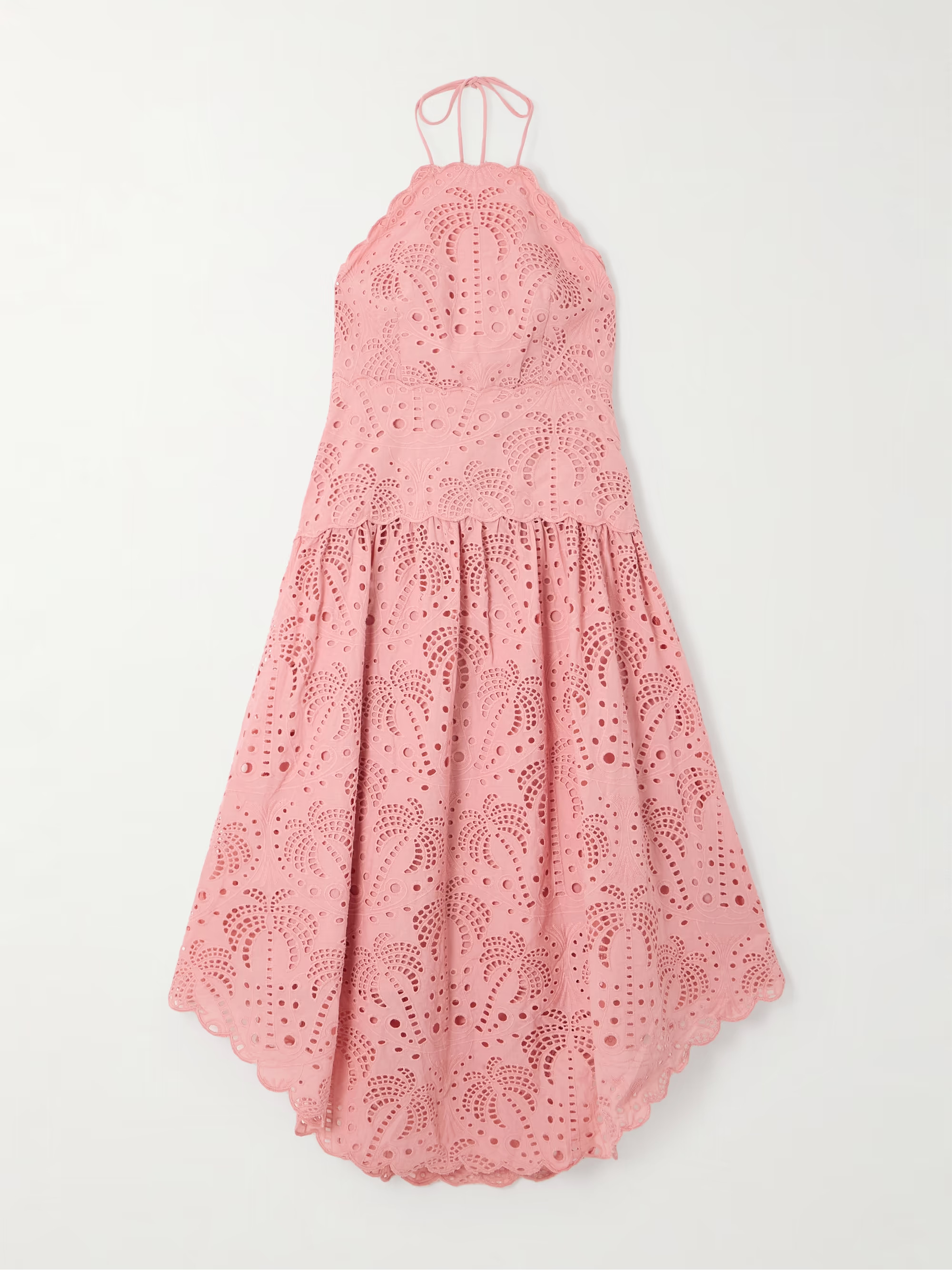 Palm Tree scalloped broderie anglaise cotton midi dress | NET-A-PORTER (UK & EU)