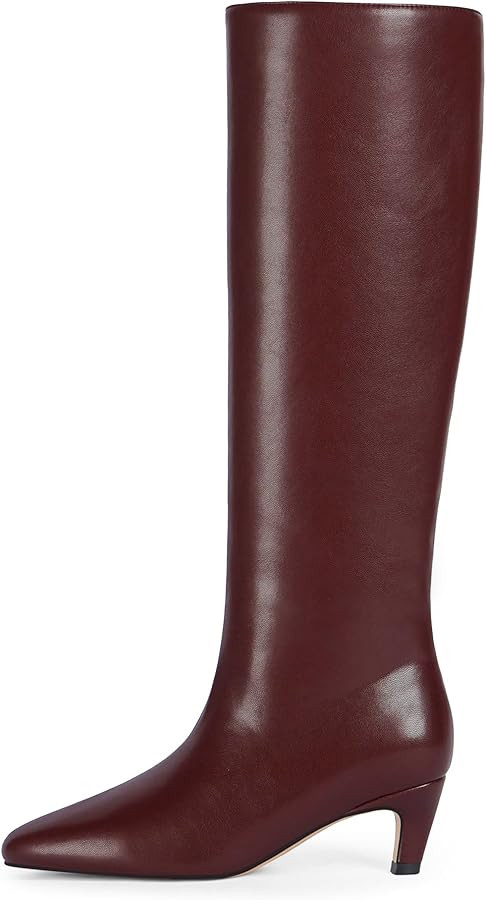 Modatope Knee High Boots Women Square Toe Kitten Heel Tall Boots Womens Fashion Long Boots | Amazon (US)