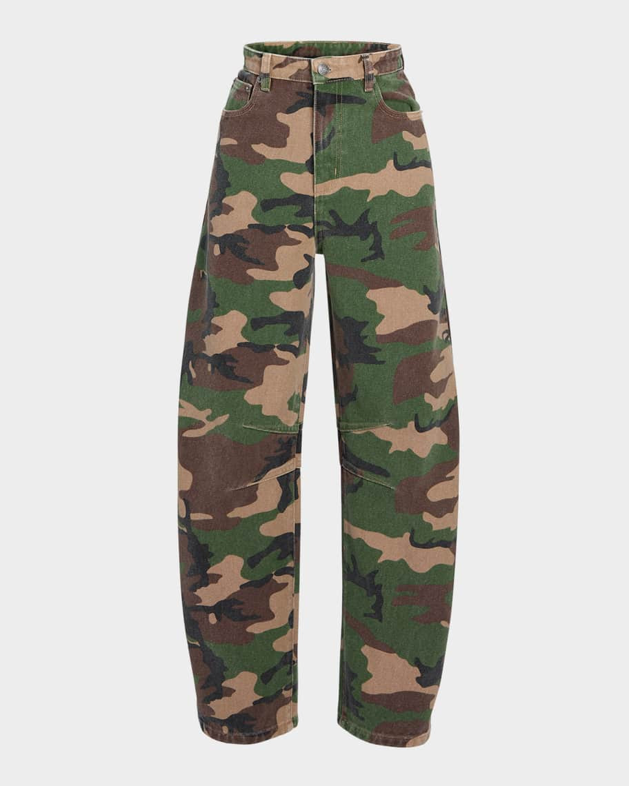 SER.O.YA Marbel Camo Mid Rise Barrel-Leg Jeans | Neiman Marcus