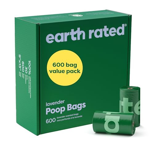 Earth Rated Dog Poop Bags Value Pack, Leak-Proof and Extra-Thick Pet Waste Bag for Big and Small Dogs, Refill Rolls, Lavender Scented, 600 Count | Amazon (US)
