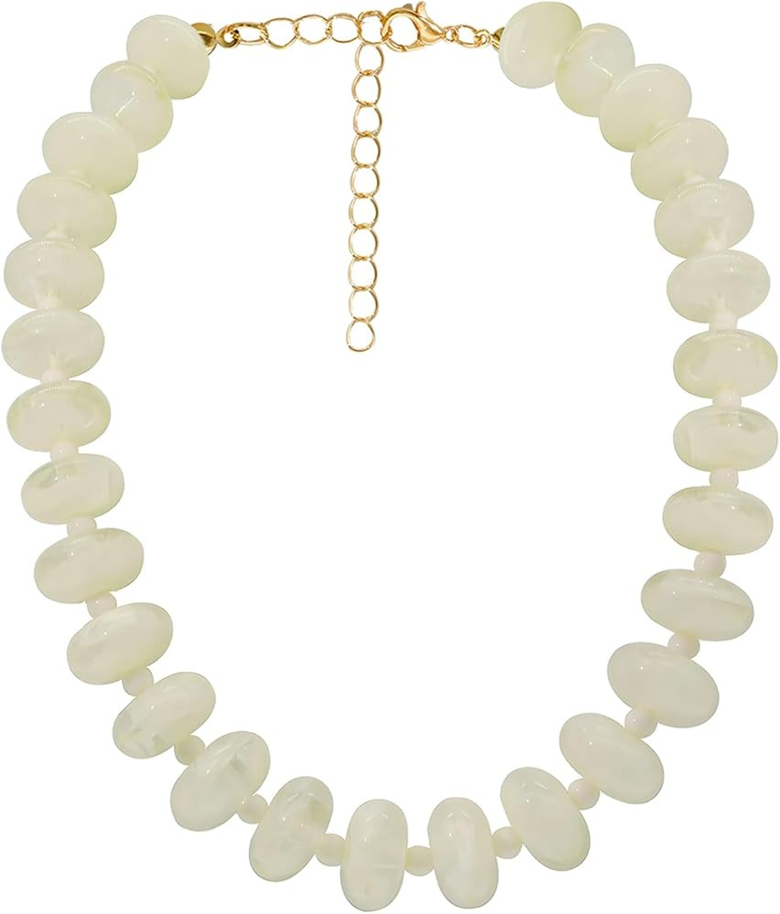 Chunky Beaded Necklace for Women Large Big Bead Choker Necklaces Trendy Boho Bold Beads Statement... | Amazon (US)