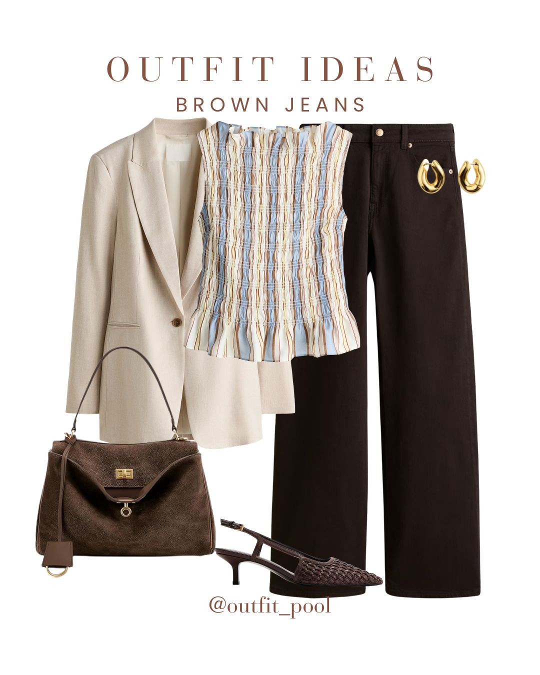 Brown jeans = the neutral staple you need 🤎✨ Styled these brown jeans in multiple ways to show how versatile and chic they are — the perfect switch-up from classic blue denim 🙌 🤍 Pair with neutrals for an elevated tonal look 🖤 Add black for a sleek, sophisticated vibe 💙 Mix with stripes/denim for a casual everyday outfit (Brown jeans outfit inspo, Neutral outfit ideas, Casual chic styling, Business Casual Style, Casual Chic Outfit, Smart Casual Outfit, Neutral Outfit Ideas, Capsule Wardrobe Staples, Street Style Outfit, Street Style Denim, Outfit Inspiration) 

 #LTKgrwm #LTKootd #LTKTravel