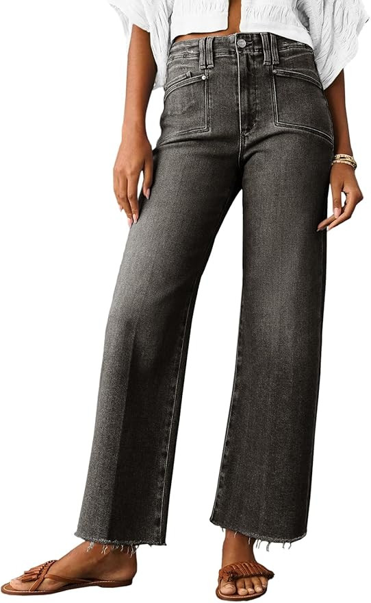 Cicy Bell High Waisted Baggy Straight Leg Capri Denim Pants Jeans | Amazon (US)