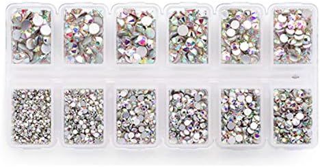 Zealer 1800pcs Crystals AB Nail Art Rhinestones Round Beads Top Grade Flatback Glass Charms Gems ... | Amazon (US)