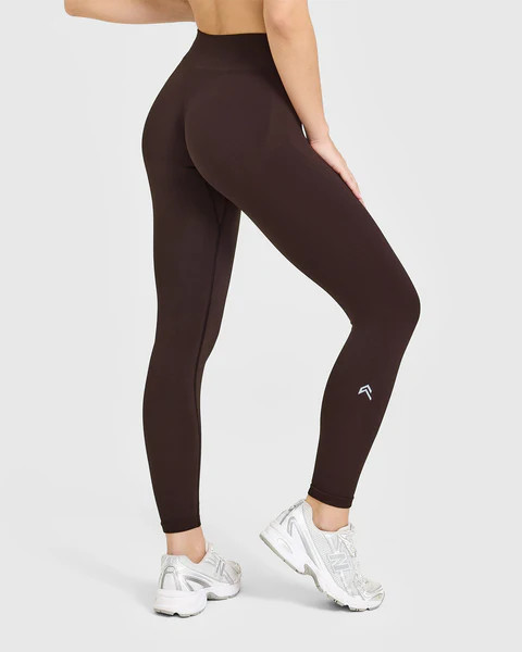 EnhanceLift™ Seamless Leggings with White Logo 
 Plum Brown | Oner Active (UK / US)