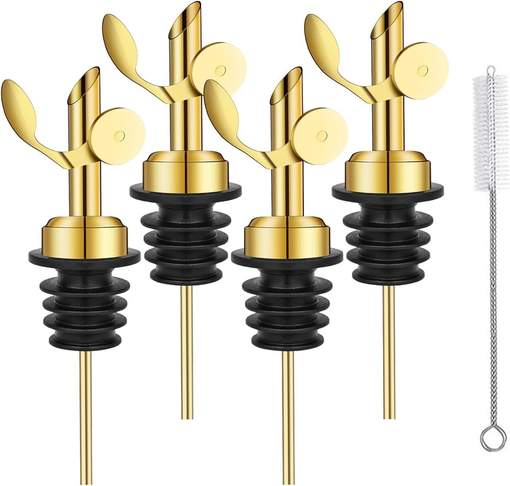 WAFJAMF 4 Pcs Weighted Stainless Steel Bottle Pourers, Self Closing Olive Oil Dispenser Spout, Au... | Amazon (US)