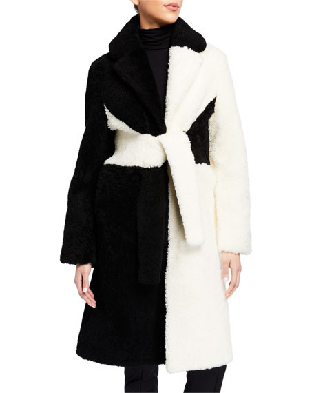 Saks Potts Wrapis Colorblock Shearling Jacket | Neiman Marcus