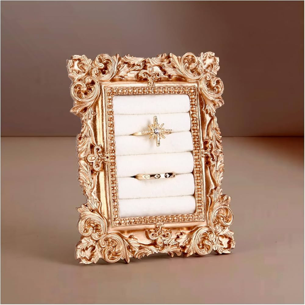 Vintage Ring Display Stand - Gold Velvet Ring Holder Baroque Ring Organizer Engagement Wedding De... | Amazon (US)