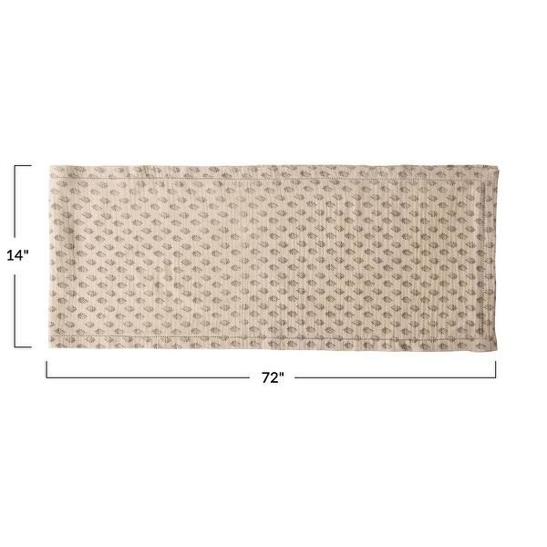 Cotton Table Runner with Printed Floral Pattern, Grey & Cream Color | Bed Bath & Beyond