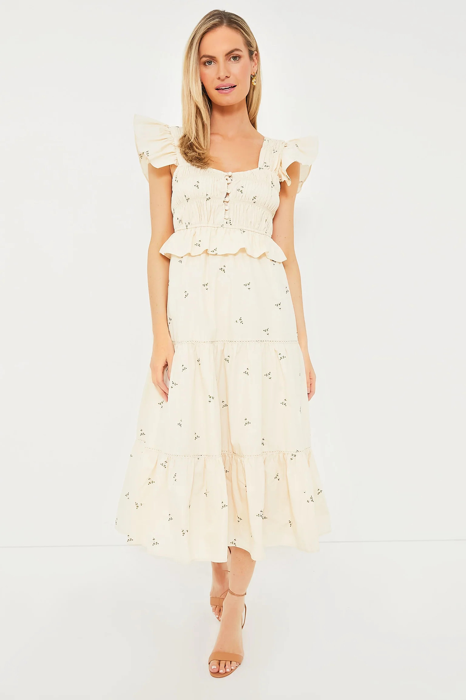 Beige Floral Alana Dress | Tuckernuck (US)