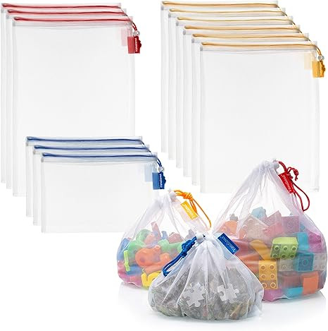 Toy Storage & Organization Mesh Bags Set of 12 Eco Friendly Washable Mesh Bags & Color Coded Draw... | Amazon (US)