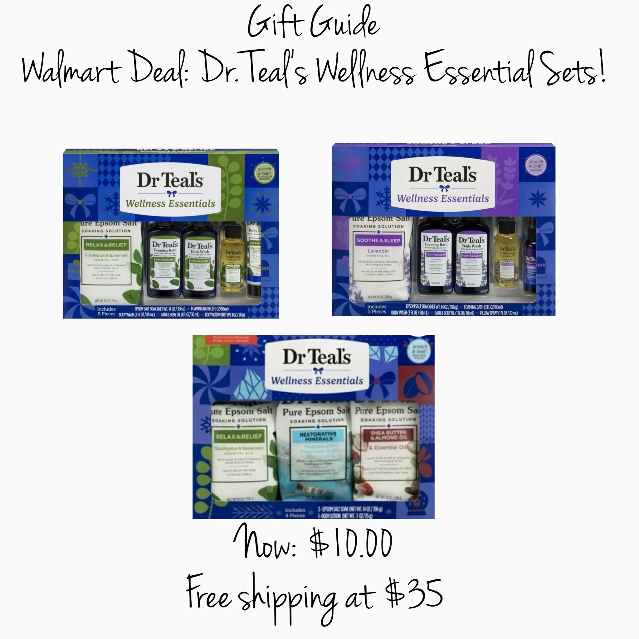 Inexpensive wellness sets for all! Dr. Teals wellness sets, self care sets, wellness sets for better sleep, gift guide. 

#LTKGiftGuide #LTKselfcare #LTKSaleAlert