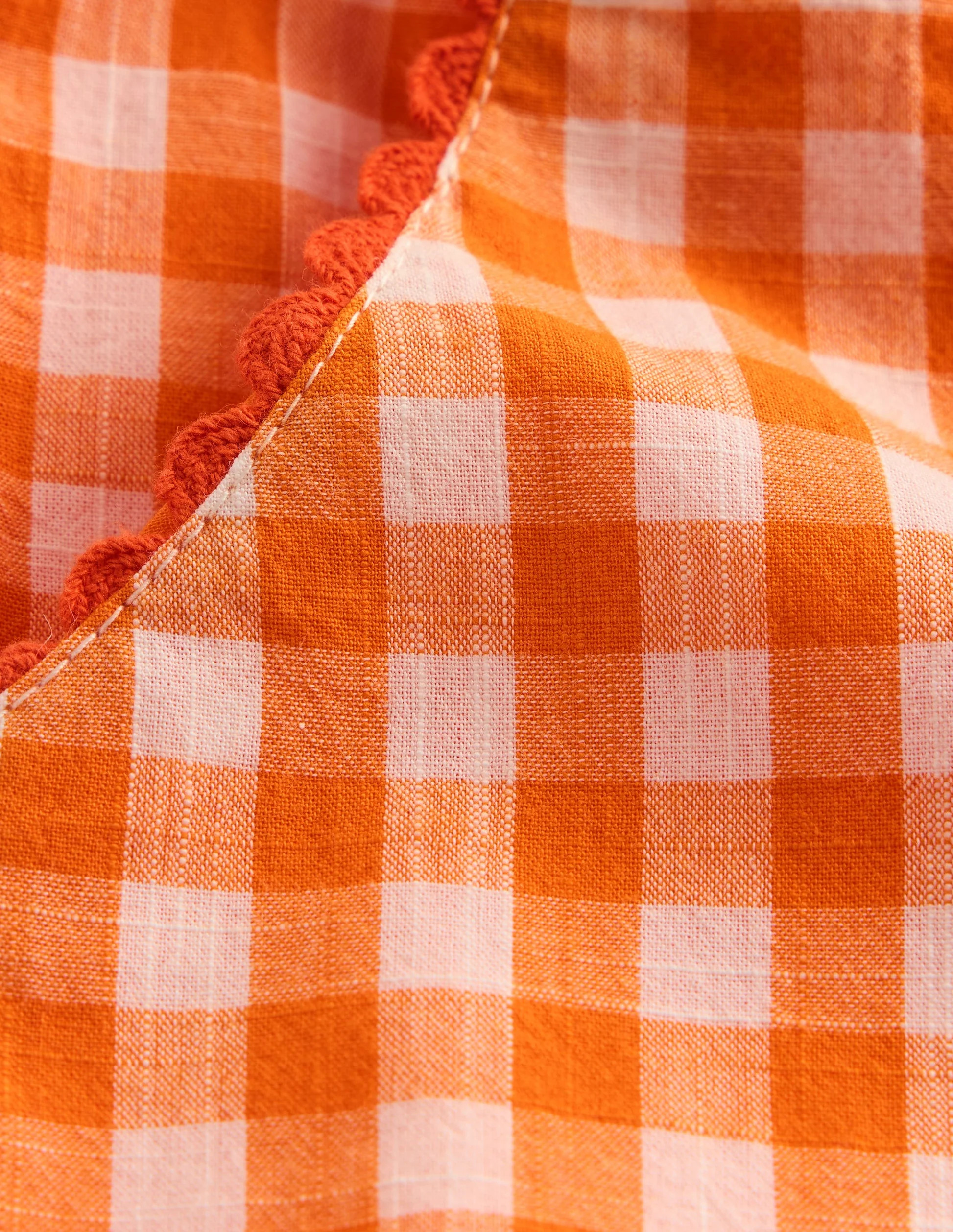 Wide Leg Trousers-Orange/Ivory Gingham | Boden UK