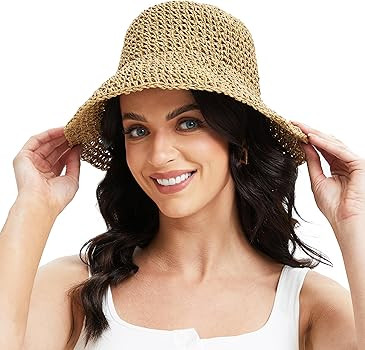Womens Sun Hats Wide Brim Summer Beach Hat for Women Foldable Travel Straw Hat UPF50+ | Amazon (US)
