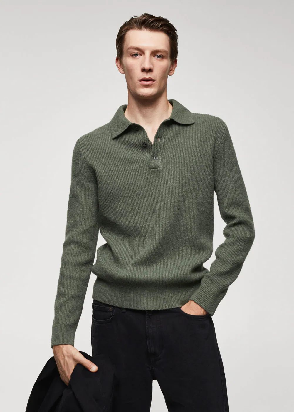 Knitted wool-blend polo shirt -  Men | Mango Man USA | MANGO (US)