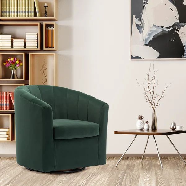 Barrentine 30.3'' Wide Velvet Swivel Barrel Chair | Wayfair North America