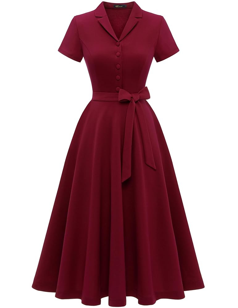 Wedtrend Vintage Cocktailkleid Damen A Linie Midilang V-Ausschnitt Abendkleid Elegant Freizeitkle... | Amazon (DE)