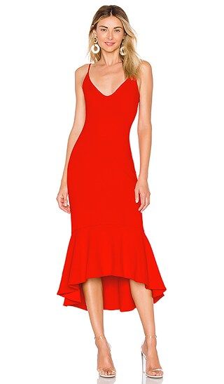 Susana Monaco Ruffle Hem Dress in Perfect Red | Revolve Clothing (Global)