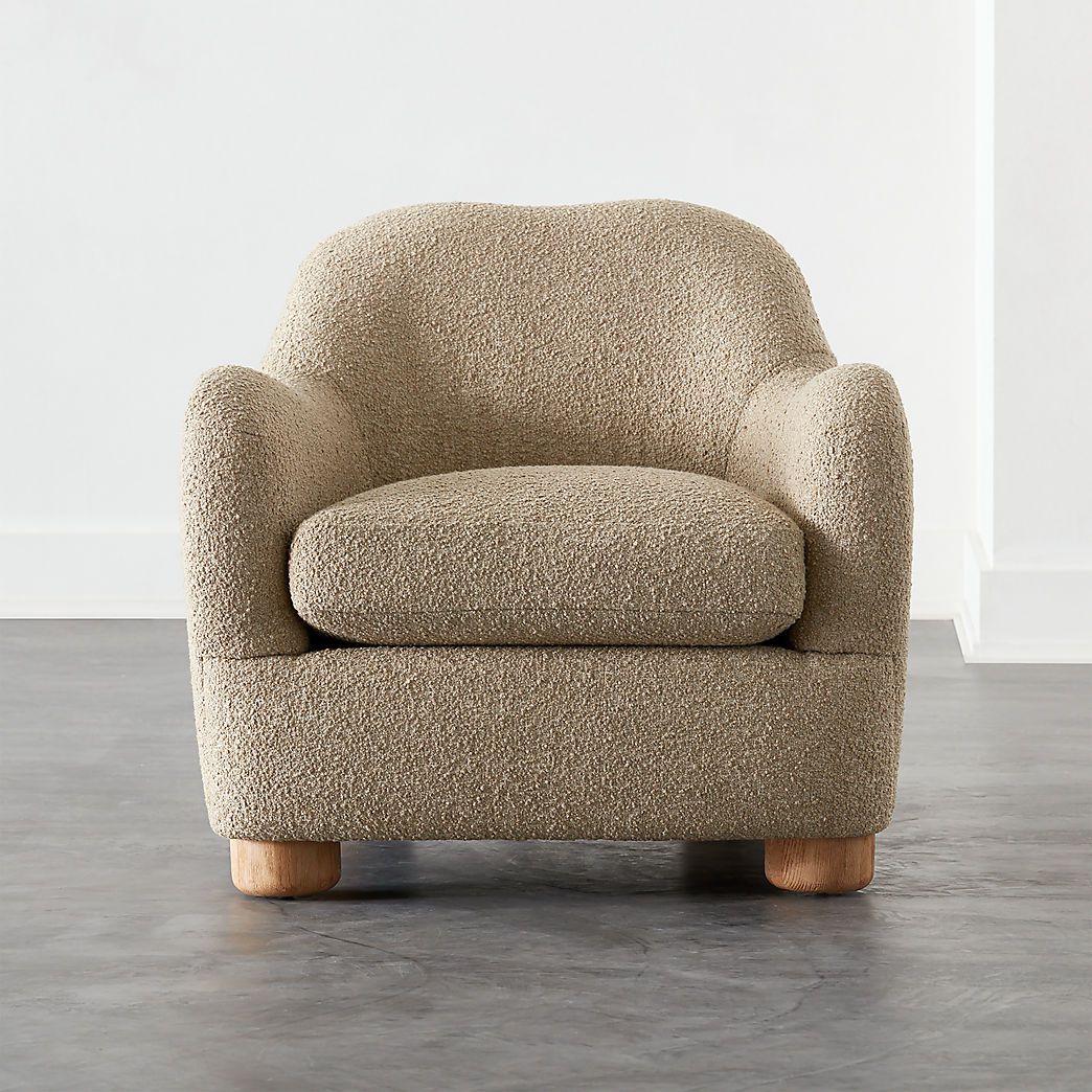Bacio Camel Boucle Lounge Chair with Bleached Oak Legs by Ross Cassidy + Reviews | CB2 | CB2
