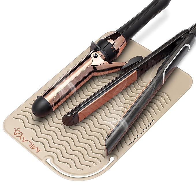 Vanity Accessories - Heat Resistant Mat – Silicone Flat Iron & Curling Iron Holder, Non-Slip Va... | Amazon (US)