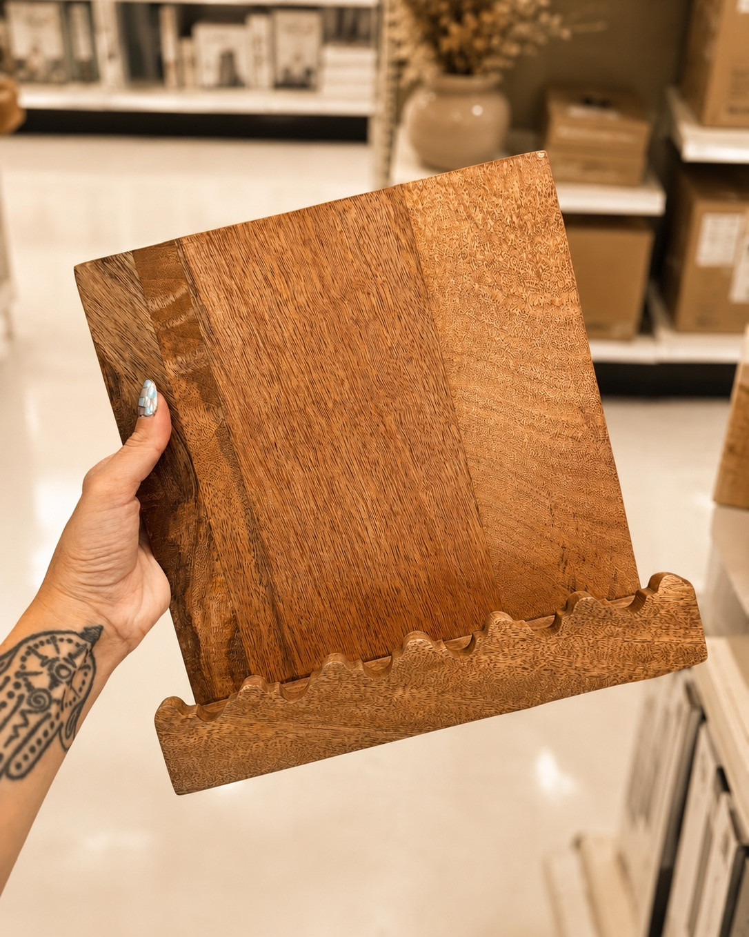 The new Magnolia book stand is even prettier in person. The rich wood tone and scalloped detail give it that collected, vintage feel. If you’ve been waiting for the new Magnolia drop, I wouldn’t wait on this one.

Magnolia book stand, Target Magnolia, Magnolia Home Target, wooden book stand, cookbook stand, recipe book holder, kitchen styling, coffee table decor, shelf styling, neutral home decor, cozy home, vintage inspired decor, Target home decor, Target finds, fall home decor

#LTKHome #LTKSaleAlert #LTKSeasonal