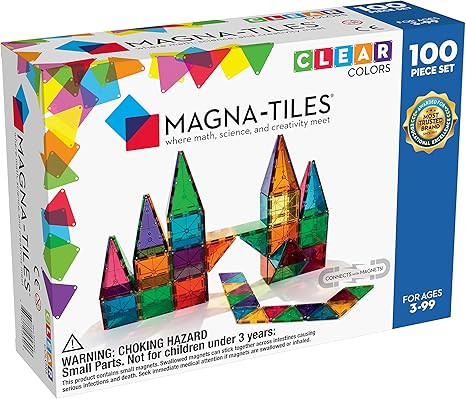 Magna-Tiles 100-Piece Clear Colors Set, The Original Magnetic Building Tiles For Creative Open-En... | Amazon (US)