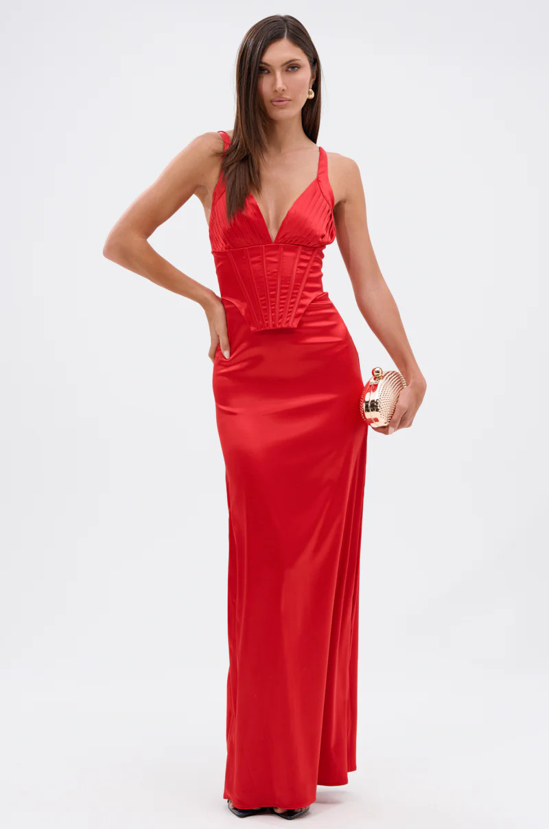 ALL ABOUT ME SATIN MAXI DRESS | AKIRA