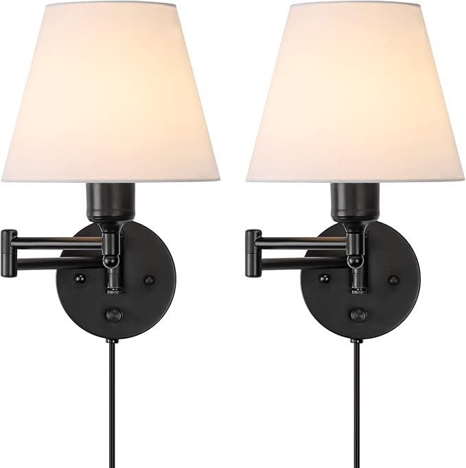 Swing Arm Wall Lamp Vintage Wall Sconce Lighting 2 Pack for Home Decor Headboard Bathroom Bedroom... | Amazon (US)